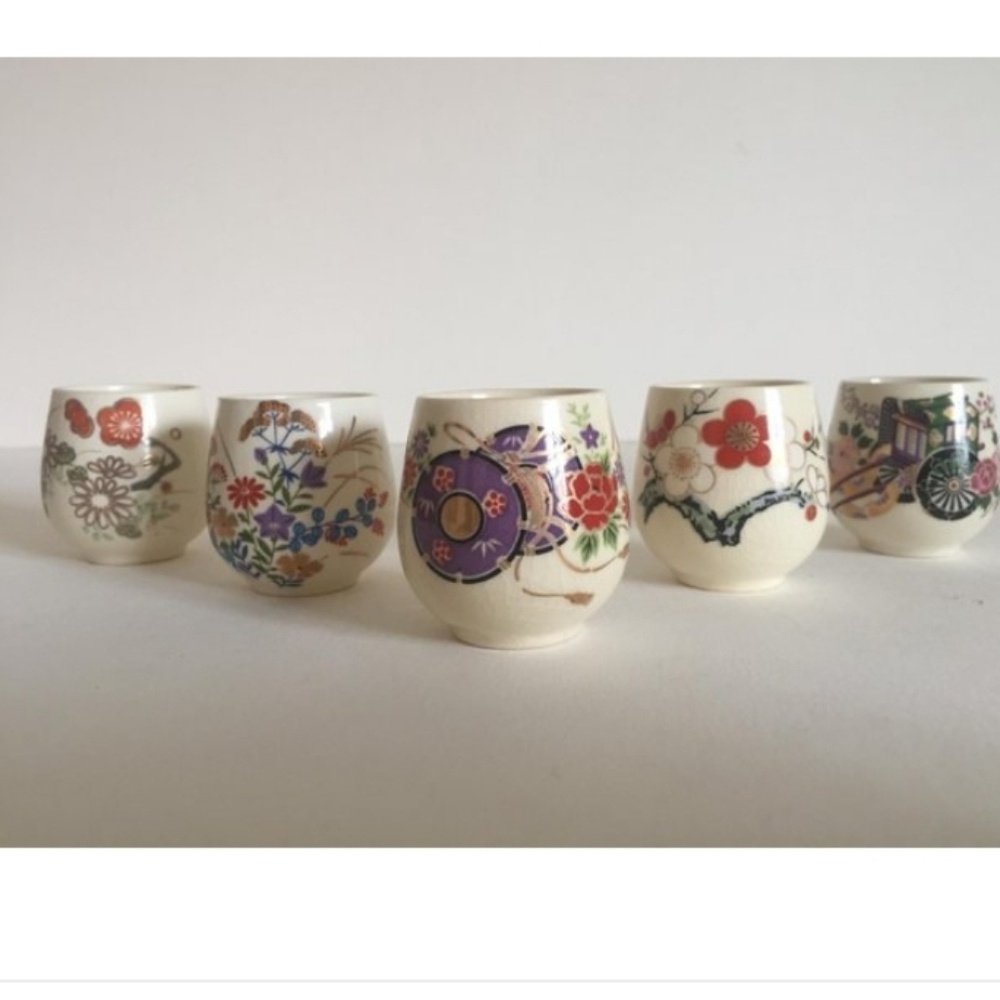 Vintage hand painted Japanese sake cups